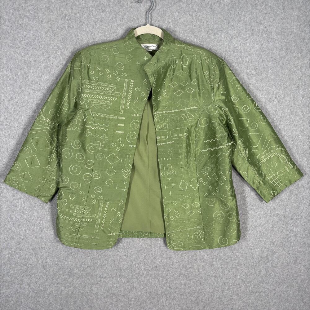 Coldwater Creek Silk Embroidered Jacket Medium Boho India‎ Tribal Artsy Blazer